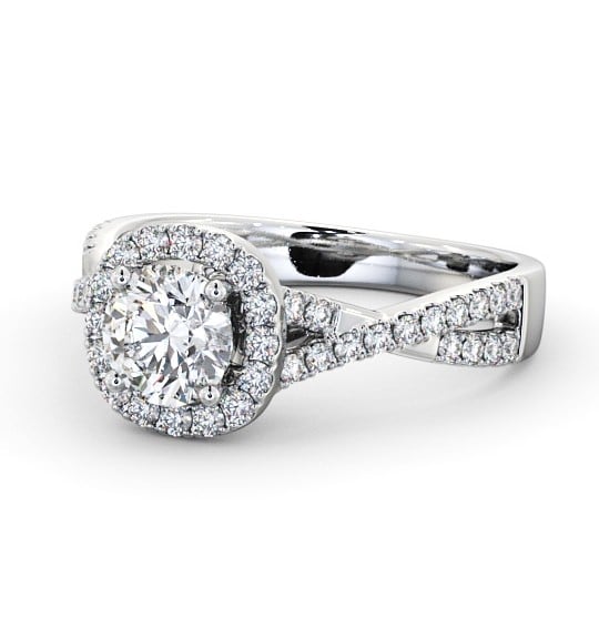 Halo Round Diamond Cross Over Band Engagement Ring Platinum ENRD59_WG_THUMB2 