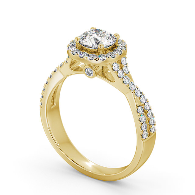 Halo Round Diamond Engagement Ring 18K Yellow Gold - Balavil