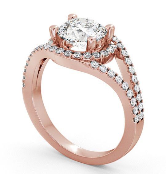 Halo Round Diamond Engagement Ring 18K Rose Gold - Levam ENRD60_RG_THUMB1