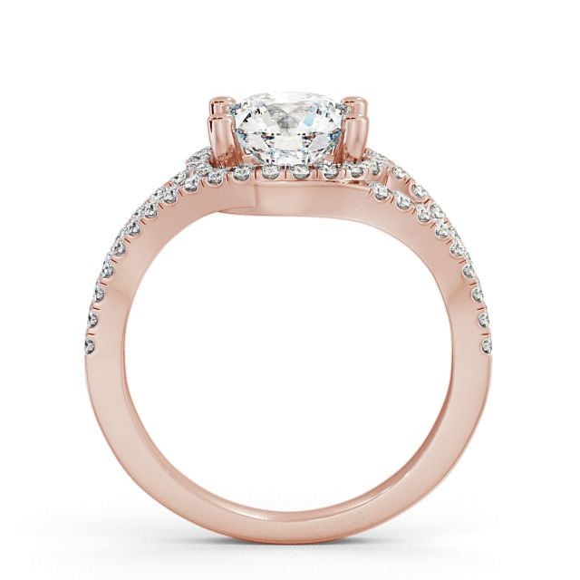 Halo Round Diamond Engagement Ring 9K Rose Gold - Levam ENRD60_RG_UP