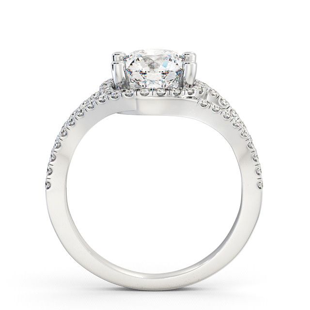 Halo Round Diamond Engagement Ring 18K White Gold - Levam ENRD60_WG_UP