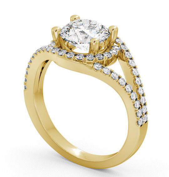 Halo Round Diamond Split Band Engagement Ring 9K Yellow Gold ENRD60_YG_THUMB1