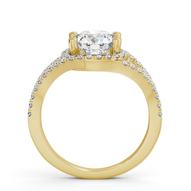 Halo Round Diamond Engagement Ring 18K Yellow Gold - Levam ENRD60_YG_UP