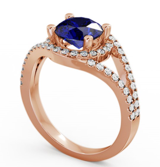  Halo Blue Sapphire and Diamond 1.94ct Ring 9K Rose Gold - Levam ENRD60GEM_RG_BS_THUMB1 