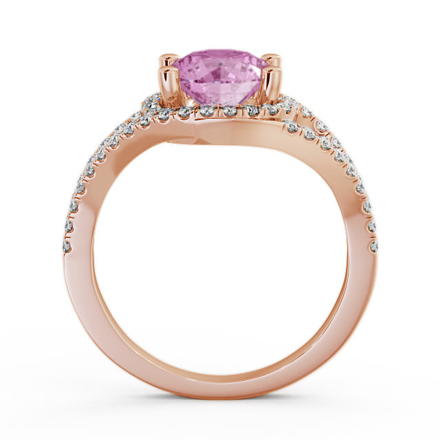 Halo Pink Sapphire and Diamond 1.94ct Ring 9K Rose Gold - Levam ENRD60GEM_RG_PS_UP