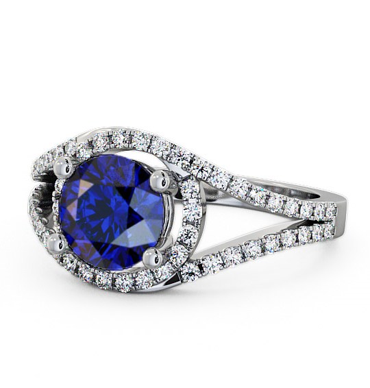  Halo Blue Sapphire and Diamond 1.94ct Ring 18K White Gold - Levam ENRD60GEM_WG_BS_THUMB2 