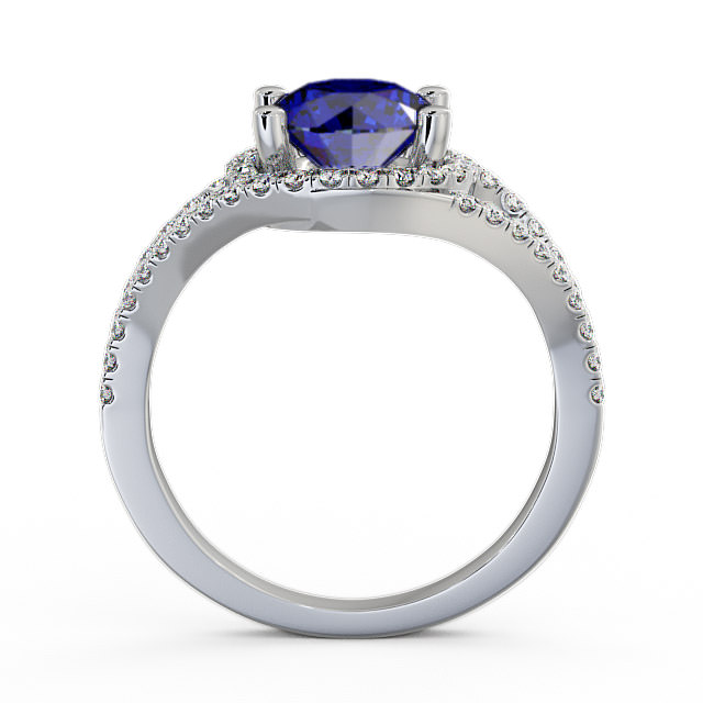 Halo Blue Sapphire and Diamond 1.94ct Ring 9K White Gold - Levam ENRD60GEM_WG_BS_UP