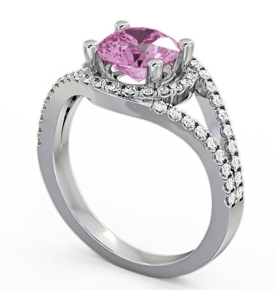 Halo Pink Sapphire and Diamond 1.94ct Ring 9K White Gold - Levam ENRD60GEM_WG_PS_THUMB1