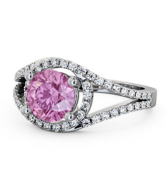  Halo Pink Sapphire and Diamond 1.94ct Ring Palladium - Levam ENRD60GEM_WG_PS_THUMB2 