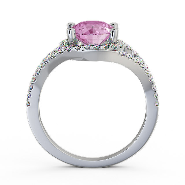 Halo Pink Sapphire and Diamond 1.94ct Ring 18K White Gold - Levam ENRD60GEM_WG_PS_UP