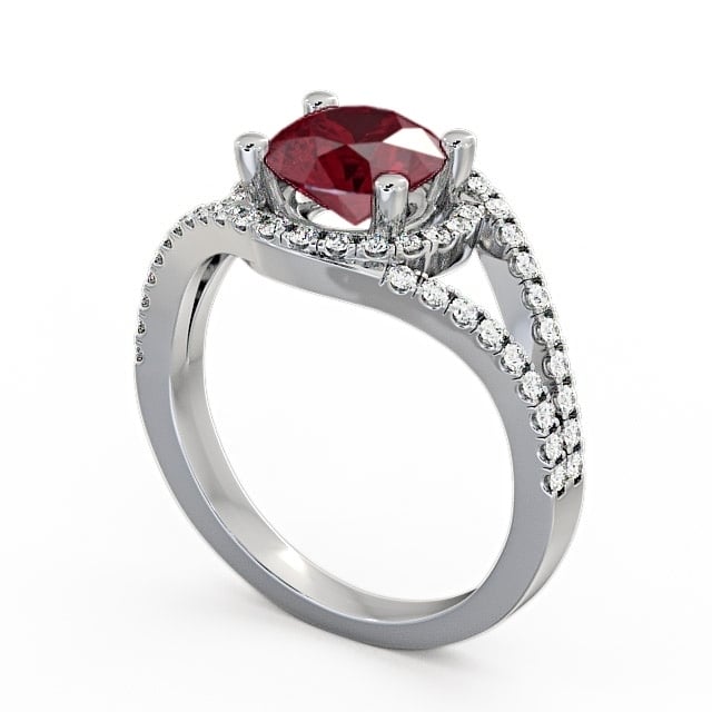 Halo Ruby and Diamond 1.94ct Ring 9K White Gold - Levam