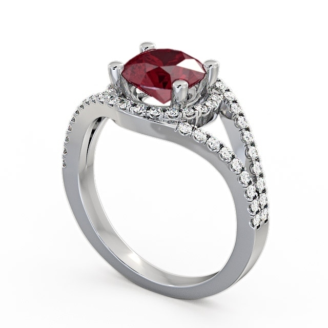 Halo Ruby and Diamond 1.94ct Ring Palladium - Levam ENRD60GEM_WG_RU_SIDE