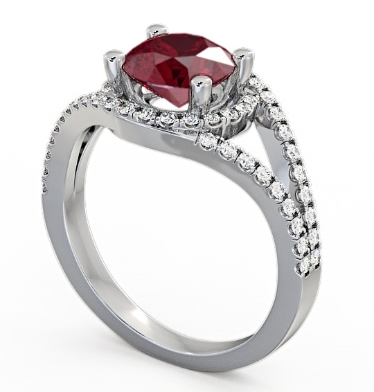 Halo Ruby and Diamond 1.94ct Ring Platinum - Levam ENRD60GEM_WG_RU_THUMB1