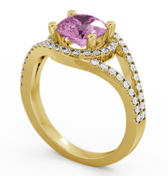  Halo Pink Sapphire and Diamond 1.94ct Ring 18K Yellow Gold - Levam ENRD60GEM_YG_PS_THUMB1 