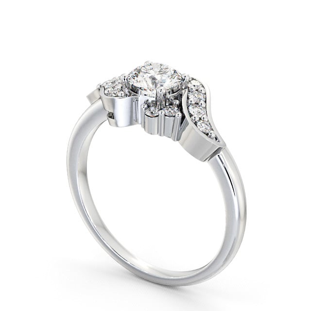 Round Diamond Engagement Ring 9K White Gold Solitaire - Milo