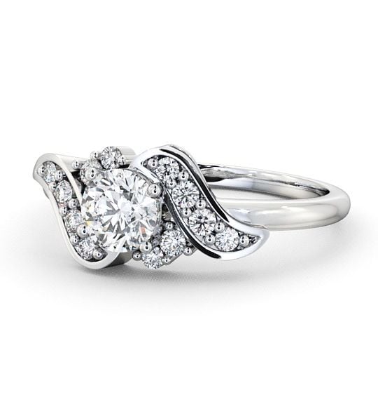 Round Diamond Unique Style Engagement Ring 18K White Gold Solitaire ENRD61_WG_THUMB2 