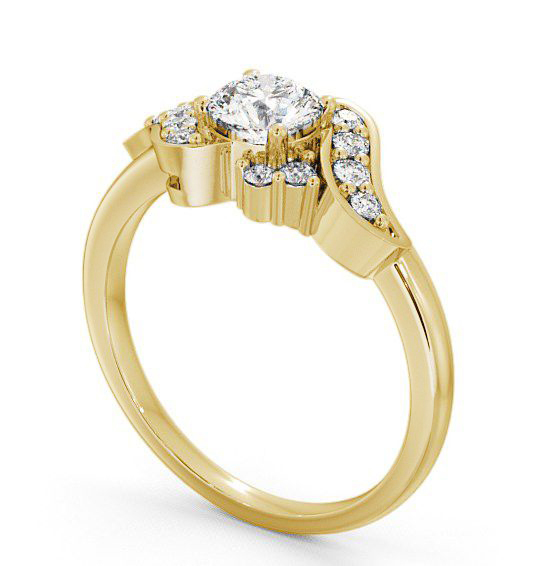 Round Diamond Unique Style Engagement Ring 9K Yellow Gold Solitaire ENRD61_YG_THUMB1