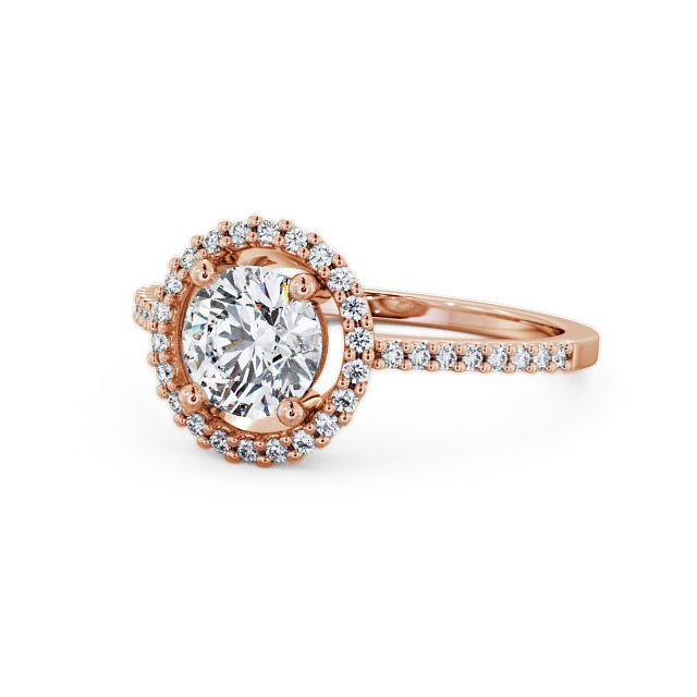 Halo Round Diamond Engagement Ring 18K Rose Gold - Kerris ENRD62_RG_FLAT