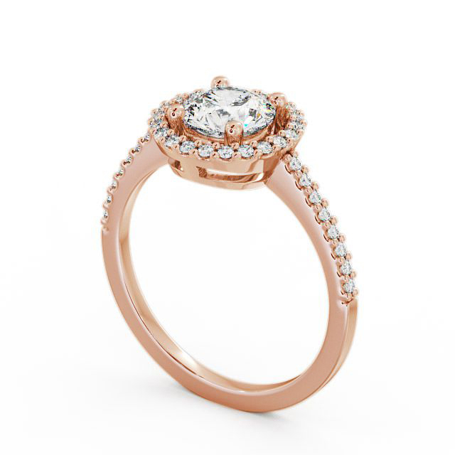 Halo Round Diamond Engagement Ring 18K Rose Gold - Kerris