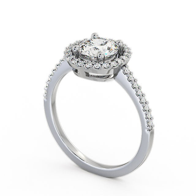 Halo Round Diamond Engagement Ring Platinum - Kerris ENRD62_WG_SIDE