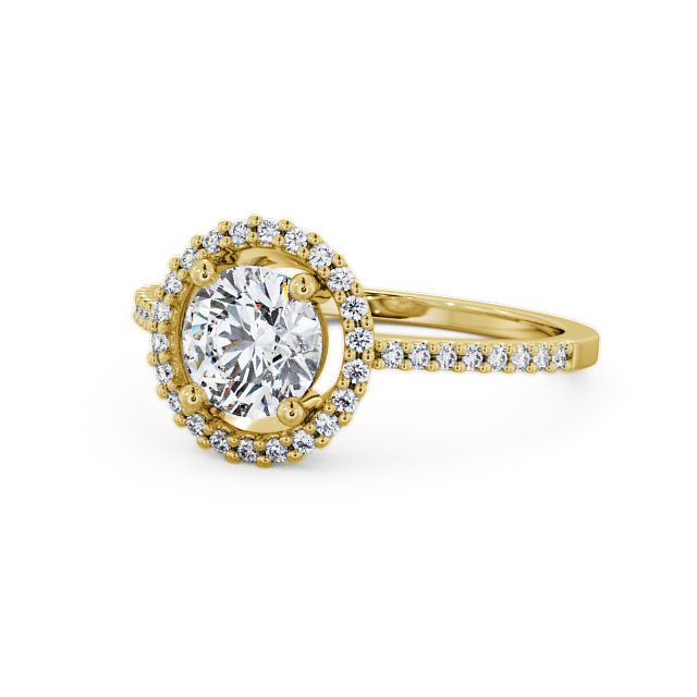 Halo Round Diamond Engagement Ring 18K Yellow Gold - Kerris ENRD62_YG_FLAT