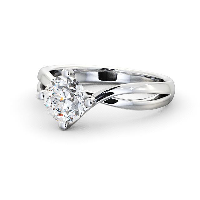 Round Diamond Engagement Ring Platinum Solitaire - Alisery ENRD63_WG_FLAT