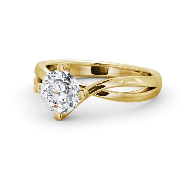 Round Diamond Engagement Ring 18K Yellow Gold Solitaire - Alisery ENRD63_YG_FLAT