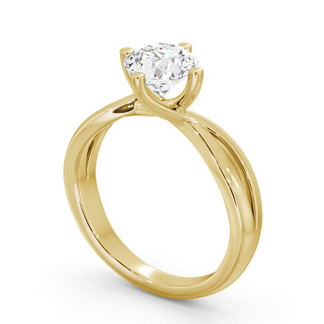 Round Diamond Engagement Ring 18K Yellow Gold Solitaire - Alisery ENRD63_YG_SIDE