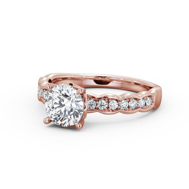 Round Diamond Engagement Ring 18K Rose Gold Solitaire With Side Stones - Felicia ENRD64_RG_FLAT