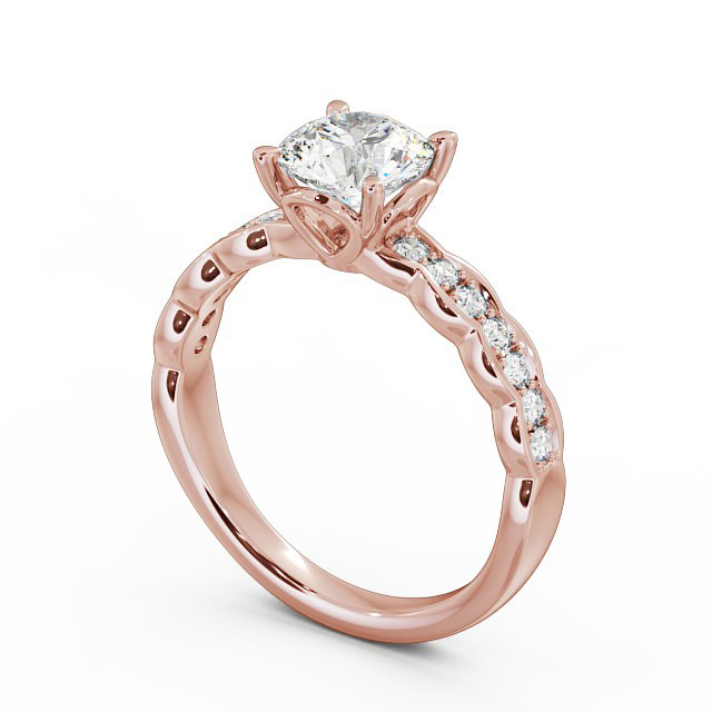 Round Diamond Engagement Ring 18K Rose Gold Solitaire With Side Stones - Felicia ENRD64_RG_SIDE