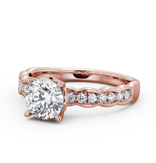  Round Diamond Engagement Ring 18K Rose Gold Solitaire With Side Stones - Felicia ENRD64_RG_THUMB2 