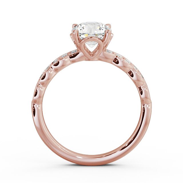 Round Diamond Engagement Ring 18K Rose Gold Solitaire With Side Stones - Felicia ENRD64_RG_UP