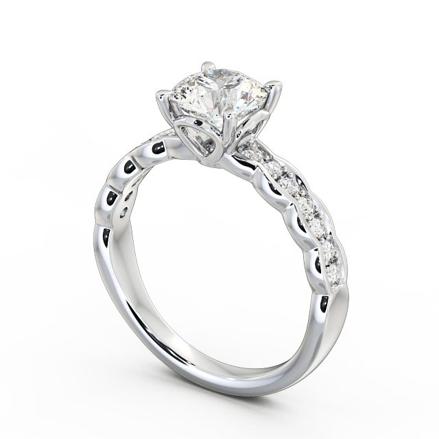 Round Diamond Engagement Ring 9K White Gold Solitaire With Side Stones - Felicia ENRD64_WG_SIDE