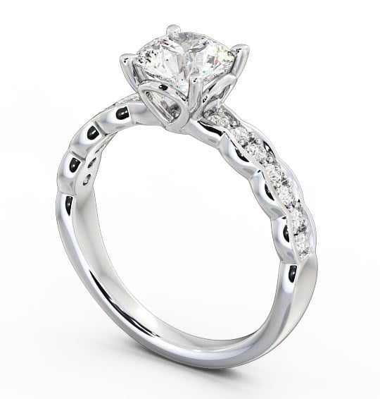 Round Diamond Waving Band Engagement Ring Palladium Solitaire with Channel Set Side Stones ENRD64_WG_THUMB1