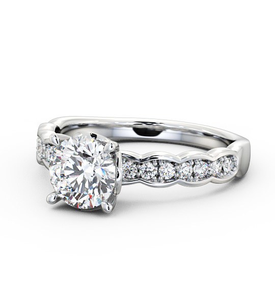  Round Diamond Engagement Ring Palladium Solitaire With Side Stones - Felicia ENRD64_WG_THUMB2 