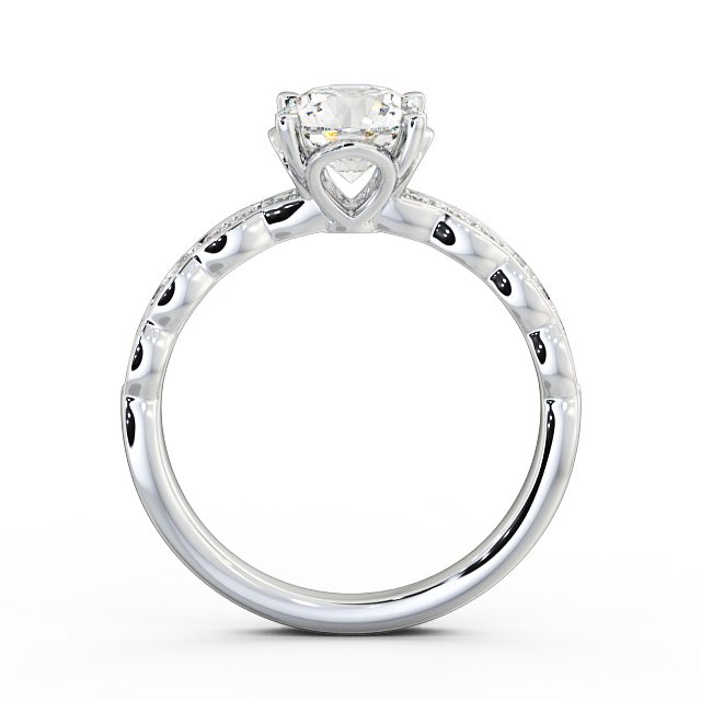 Round Diamond Engagement Ring 9K White Gold Solitaire With Side Stones - Felicia ENRD64_WG_UP