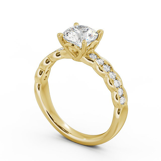 Round Diamond Engagement Ring 9K Yellow Gold Solitaire With Side Stones - Felicia ENRD64_YG_SIDE