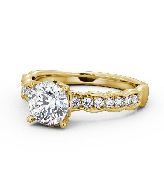  Round Diamond Engagement Ring 18K Yellow Gold Solitaire With Side Stones - Felicia ENRD64_YG_THUMB2 
