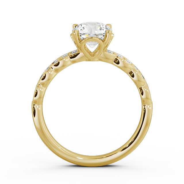 Round Diamond Engagement Ring 18K Yellow Gold Solitaire With Side Stones - Felicia ENRD64_YG_UP