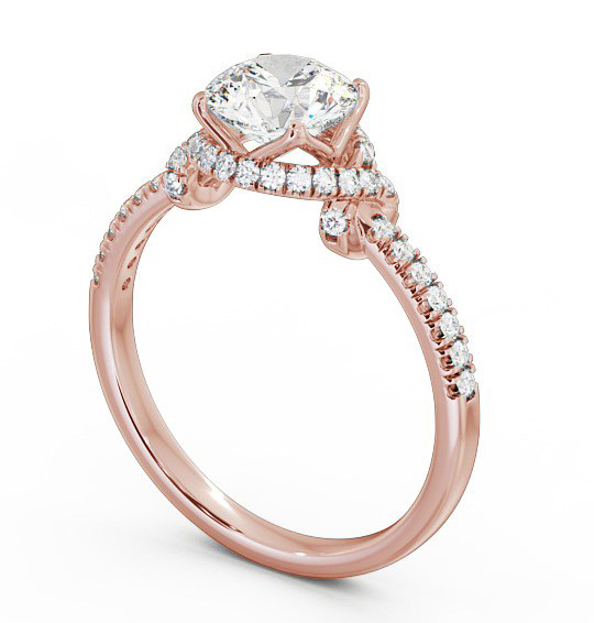 Halo Round Diamond Knott Design Engagement Ring 9K Rose Gold ENRD65_RG_THUMB1 