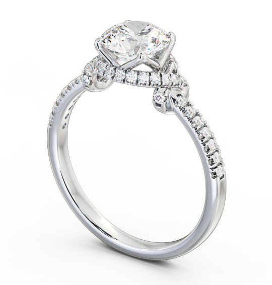 Halo Round Diamond Knott Design Engagement Ring Platinum ENRD65_WG_THUMB1