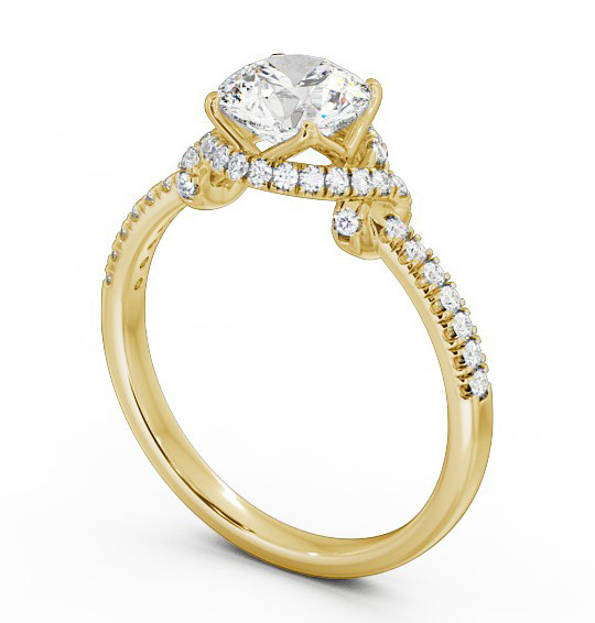 Halo Round Diamond Knott Design Engagement Ring 18K Yellow Gold ENRD65_YG_THUMB1