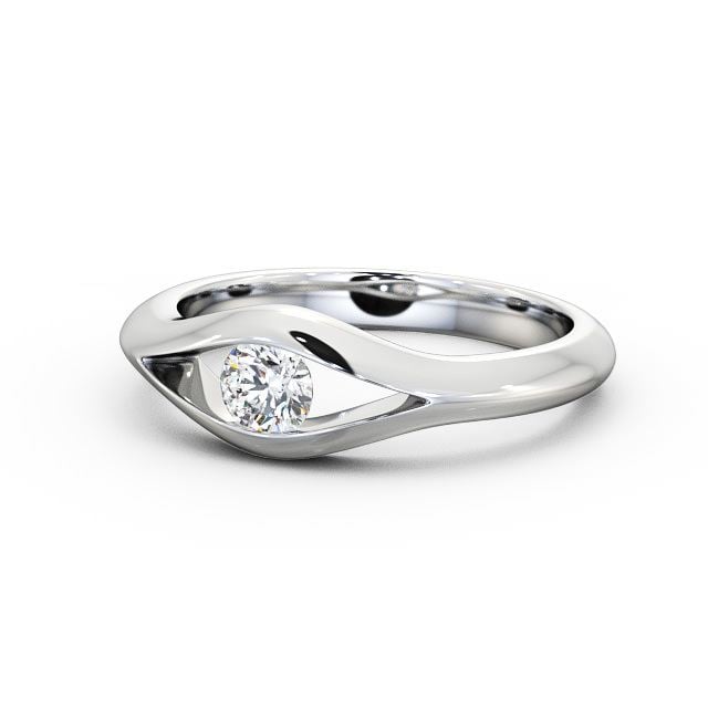 Round Diamond Engagement Ring 18K White Gold Solitaire - Kayla ENRD66_WG_FLAT