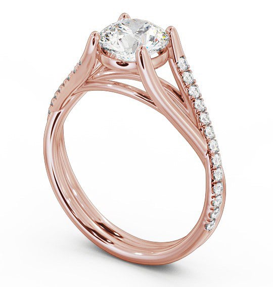 Round Diamond Engagement Ring 9K Rose Gold Solitaire With Side Stones - Abigail ENRD67_RG_THUMB1