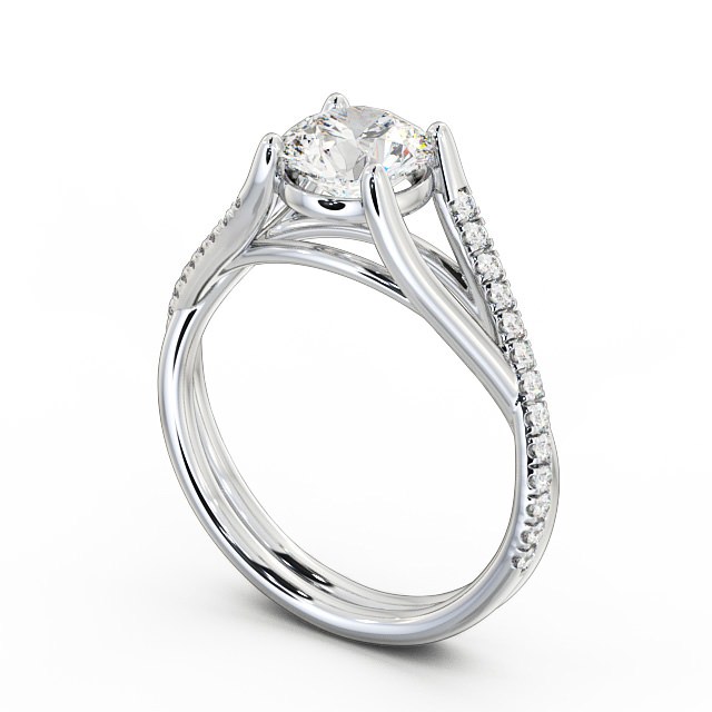 Round Diamond Engagement Ring Platinum Solitaire With Side Stones - Abigail ENRD67_WG_SIDE