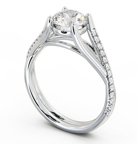 Round Diamond Crossover Band Engagement Ring 9K White Gold Solitaire with Channel Set Side Stones ENRD67_WG_THUMB1