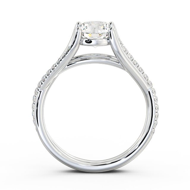 Round Diamond Engagement Ring 9K White Gold Solitaire With Side Stones - Abigail ENRD67_WG_UP