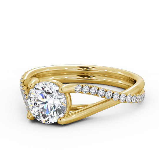  Round Diamond Engagement Ring 9K Yellow Gold Solitaire With Side Stones - Abigail ENRD67_YG_THUMB2 