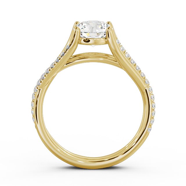 Round Diamond Engagement Ring 18K Yellow Gold Solitaire With Side Stones - Abigail ENRD67_YG_UP