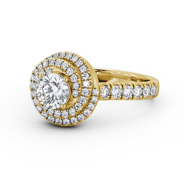 Halo 1.25ct Round Diamond Engagement Ring 9K Yellow Gold - Lavinia ENRD68_YG_FLAT
